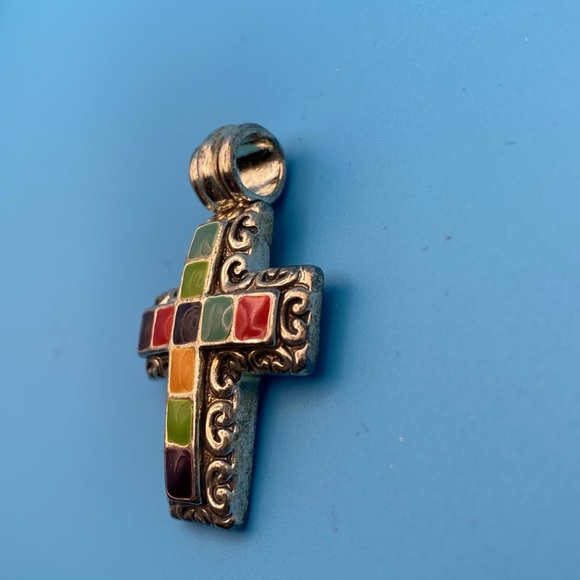 Vintage Sterling Silver Cross Multi-stone Pendant - Picture 5 of 7